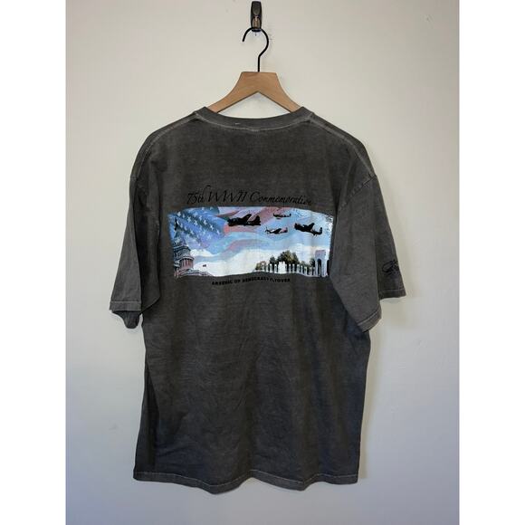 Vintage Crazy Shirts War Shirt WWII World War 2 Commemoraton Gray Tee VTG 2X - Picture 1 of 11
